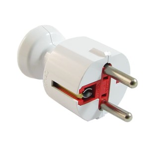 Wtyczka sieciowa prosta z schuko PL biała