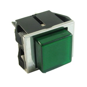 Przełącznik podświetlany ON/OFF kwadratowy zielony wciskany 230V/5A