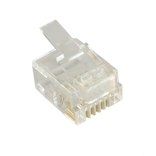 Telefoniczny wtyk modularny 6p6c na płaski przewód linkę - opakowanie 100 sztuk
