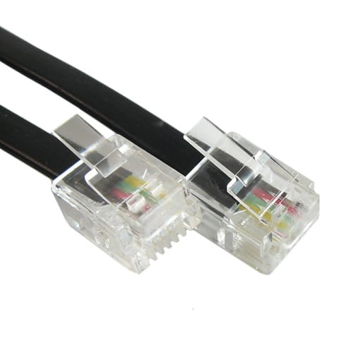 Przyłącze telefoniczne aparat-linia wtyk 6p4c na wtyk 6p4c 20m czarne