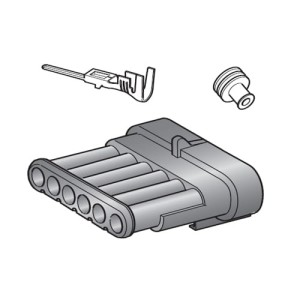 Zestaw: obudowa 6-cio drożna + 6 x konektor M150 (męski) + osłonki (30.50133) MTA