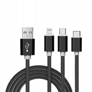 Kabel USB micro + typ-C + iPhone 1.2m