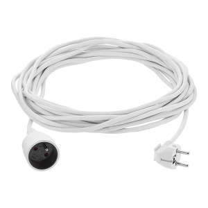 Przedłużacz z 1 gniazdem z uziemieniem, 10 m - biały