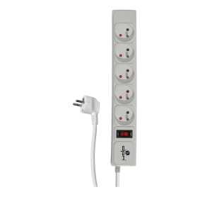 Listwa zasilająca 5 gniazd 3m z wyłącznikiem przeciwprzepięciowa biała