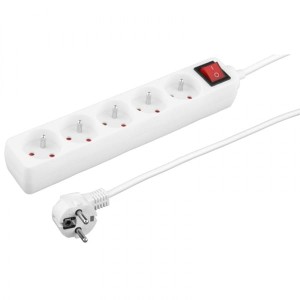 Titanum listwa antyprzepięciowa 5 gn. uziem. włącz. 1,5m biała