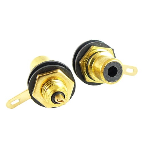 Gniazdo RCA cinch przykręcane do obudowy złocone HQ