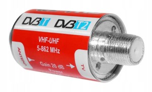 Antenowy wzmacniacz liniowy do DVB-T 20 dB 12V