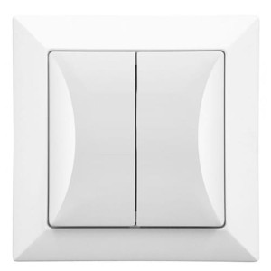 Wyłącznik prądu podtynkowy podwójny świecznikowy OPAL biały