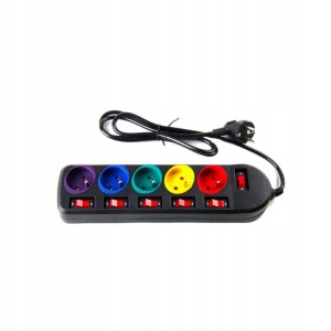 Przedłużacz 5 gniazd z wyłącznikiem dla każdego gniazda 5 m