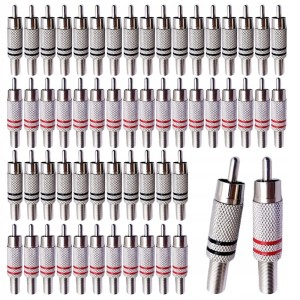 Wtyk RCA cinch na kabel chromowany