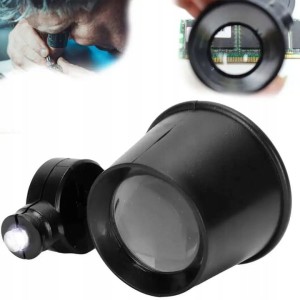 Lupa plastikowa z podświetleniem led 25mm, 10x powiększenie