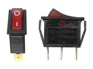 Przełącznik podświetlany średni AC, czerwony