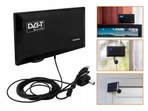 Antena TV/FM pokojowa SLIM aktywna z filtrem LTE