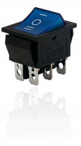 Przełącznik podświetlany duży ON-OFF-ON 12V, niebieski