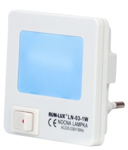 Lampka nocna mini kwadrat LN-03 1,5W do gniazdka niebieska