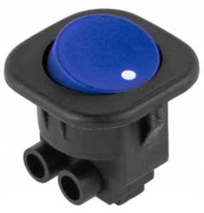 Przełącznik okrągły - kołyskowy, niebieski