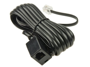 Przedłużacz sznura telefonicznego 6p4c 5m czarny wtyk-gniazdo