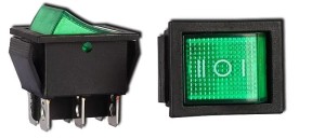 Przełącznik podświetlany duży ON-OFF-ON, 12V, zielony