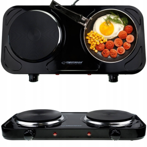 Kuchenka elektryczna dwupalnikowa czarna 2500W