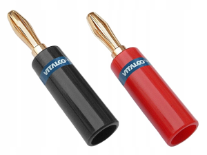 Wtyk banankowy (banan) na kabel złocony (plastik)