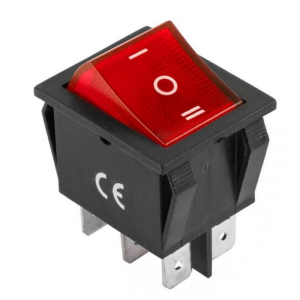 Przełącznik podświetlany duży ON-OFF-ON 12V, czerwony