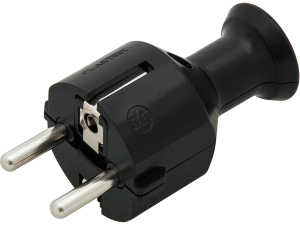 Wtyk sieciowy prosty z schuko czarny PL