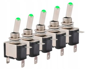 Przełącznik samochodowy dźwigniowy ASW-7D 12/25A zielony