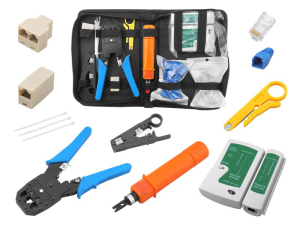 Zestaw narzędzi sieciowych do zaciskania RJ45 RJ11+tester kabli LAN UTP FTP