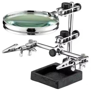 Lupa (średnica3.5 ) z uchwytem montażowym  trzecia ręka