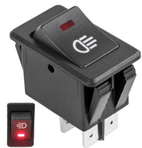 Przełącznik klawiszowy do świateł12V LED czerwony ON/OFF podświetlany 4-pin