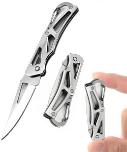 Składany nóż kieszonkowy z gładkim ostrzem i karabińczykiem