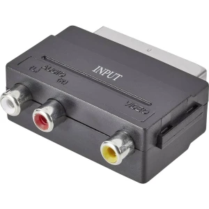 Adapter EURO SCART 3x RCA S-Video SVHS, przełącznik IN/OUT przejściówka AV