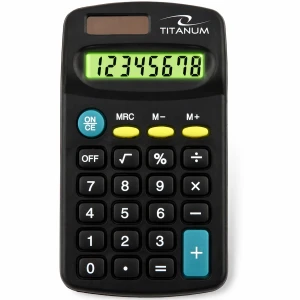 Kalkulator kieszonkowy 8 cyfr mały, szkolny, zasilanie solarne