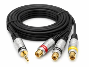 Kabel wtyk 3.5 4-polowy x 3 gniazda RCA, 12cm