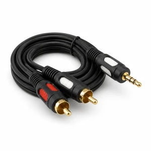 Kabel AUX Jack 3.5mm na 2x RCA Cinch 1.5m Audio Stereo OFC Pozłacane