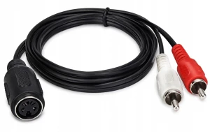 Kabel DIN 5 pin gniazdo na 2x RCA cinch 2.5m audio stereo adapter
