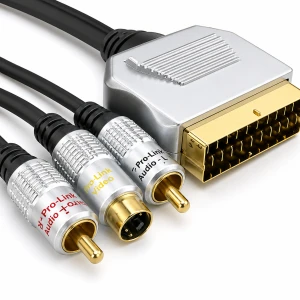Przyłącze wtyk SCART (EURO) na 2 wtyki RCA (cinch) + wtyk SVHS 1.2m