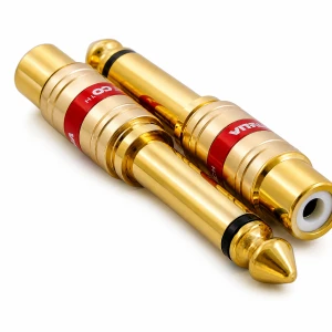 Adapter Jack 6,3 mm mono RCA cinch aluminiowy pozłacany HQ