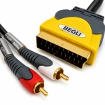 Kabel SCART EURO na 2 RCA Cinch Audio 2m Wtyk SCART 2x RCA Stereo