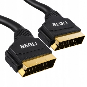 Kabel SCART EURO-EURO 7,5m Begli 21 Pin Pozłacane Wtyki TV DVD SAT