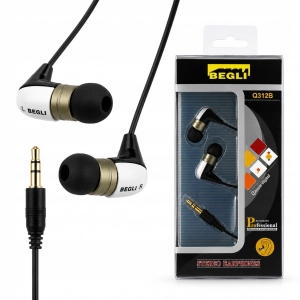 Słuchawki dokanałowe BEGLI Super Bass Jack 3,5 mm stereo 