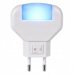 Lampka nocna LED niebieska z wyłącznikiem do kontaktu 0,12W Energooszczędna