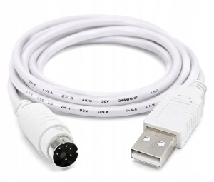Kabel USB 2.0 wtyk A PS/2 MiniDIN 6 pin 1,8 m biały przyłącze
