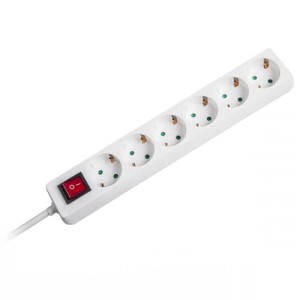 Przedłużacz - 6 gniazd z wyłącznikiem 1.5m typ niemiecki z schuko
