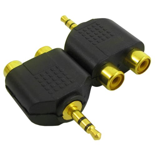 Rozgałęźnik wtyk Jack 3.5mm stereo na dwa gniazda RCA (cinch) złoty