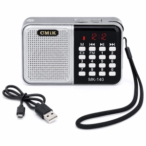 Radio przenośne MK-140 FM USB microSD AUX akumulator micro USB srebrne