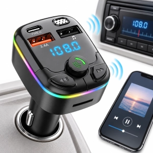 Transmiter FM Bluetooth 5.0 USB-C microSD głośnomówiący RGB 12/24V