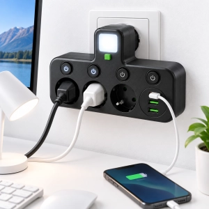 Listwa zasilająca DA706A 3 gniazda 230 V USB-A USB-C lampka LED