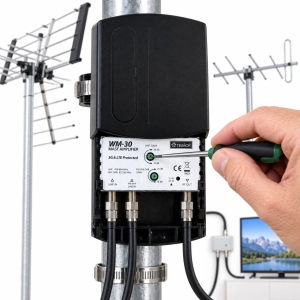 Wzmacniacz masztowy Telmor WM-30 UHF VHF FM DAB 5G 38 dB