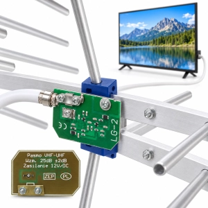 Wzmacniacz antenowy LG-2 do anten logarytmicznych 25 dB 12V